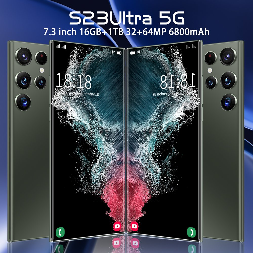 Hot sell S23 Ultra Android 5g Smartphone 7.3 inch 16GB+1TB Version cellphone Dual SIM card Wholesale Mobile phones